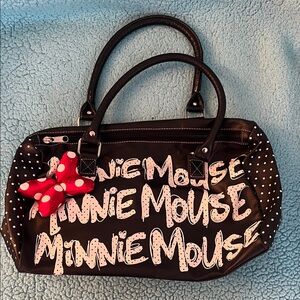 Disney Minnie Mouse Black Satchel with Red Bow